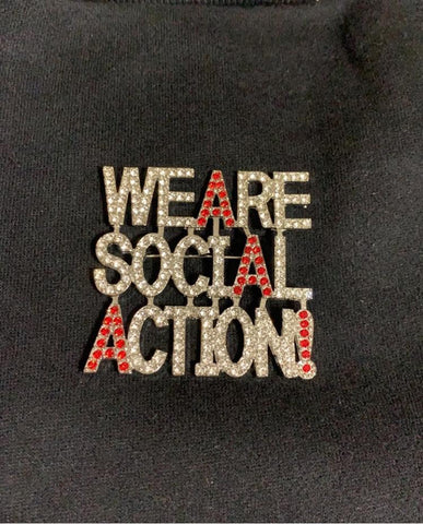 Rhinestone 'We Are Social Action' Pin